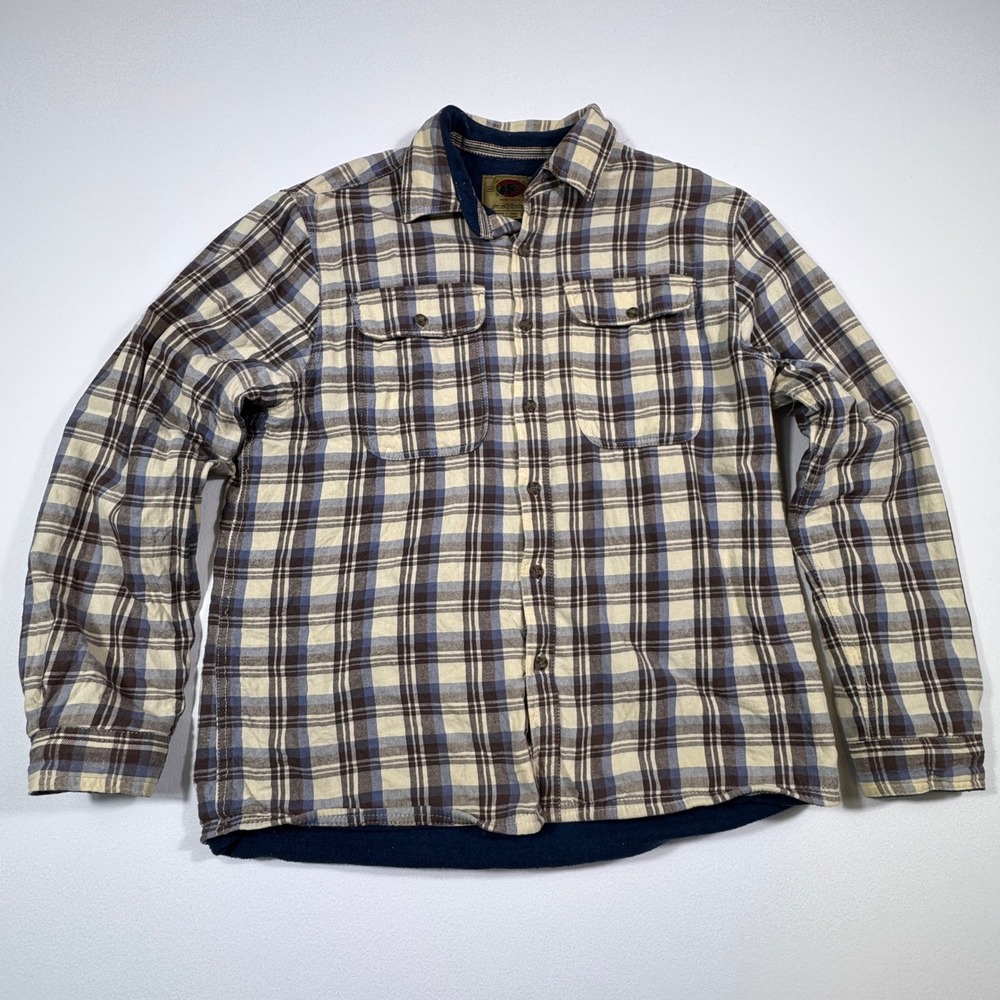 Boston's Traders Mens XL Fleece Lined Flannel‎ Shirt Jacket Plaid